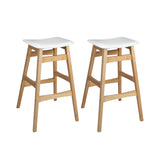 Artiss Set of 2 Padded PU Leather Wooden Bar Stools - White