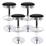 Artiss Set of 4 PU Leather Backless Bar Stools - Black and Chrome