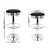 Artiss Set of 4 PU Leather Backless Bar Stools - Black and Chrome