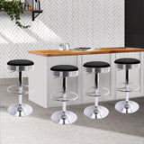 Artiss Set of 4 PU Leather Backless Bar Stools - Black and Chrome