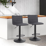 Artiss Set of 2 Faux Linen Bar Stools - Black