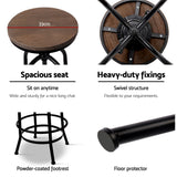 Artiss Set of 2 Bar Stool Industrial Round Seat Wood Metal - Black and Brown