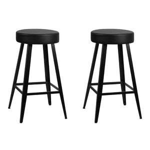 Artiss Set of 2 PU Leather Bar Stools Square Footrest - Black