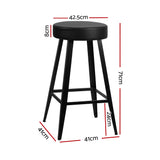 Artiss Set of 2 PU Leather Bar Stools Square Footrest - Black