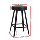 Artiss Set of 4 PU Leather Bar Stools Square Footrest - Black