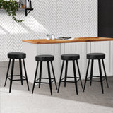 Artiss Set of 4 PU Leather Bar Stools Square Footrest - Black