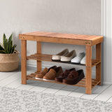 Artiss Bamboo Shoe Rack Wooden Seat Bench Organiser Shelf Stool