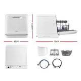 Devanti Counter Benchtop Dishwasher Portable Caravan Dishwashers Baby Bottle Sterilizer White