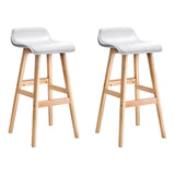 Artiss Set of 2 PU Leather Wood Wave Style Bar Stool - White