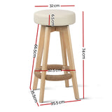 Artiss Set of 2 Bar Stools Wood Swivel PU Leather - Cream