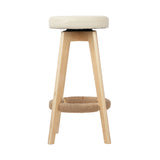 Artiss Set of 2 Bar Stools Wood Swivel PU Leather - Cream