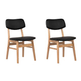 Artiss Set of 2 Wood & PVC Dining Chairs - Black