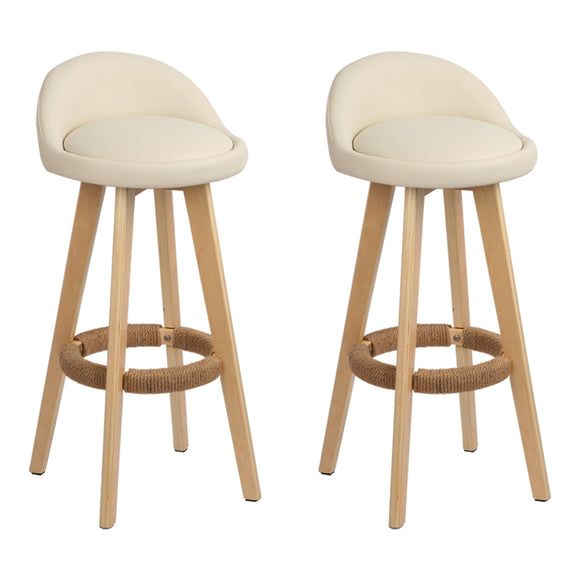 Artiss Set of 2 PU Leather Backrest Bar Stools - Beige