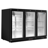 Devanti Bar Fridge 3 Glass Door Commercial Display Freeer Drink Beverage Cooler Black