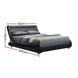 Artiss Alex LED Bed Frame PU Leather - Black Double