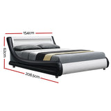 Artiss Alex LED Bed Frame PU Leather - Black White Double