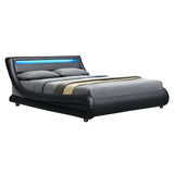 Artiss Alex LED Bed Frame PU Leather - Black King