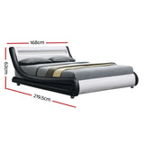 Artiss Alex LED Bed Frame PU Leather - Black White Queen