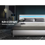 Artiss Alex LED Bed Frame PU Leather - Black White Queen