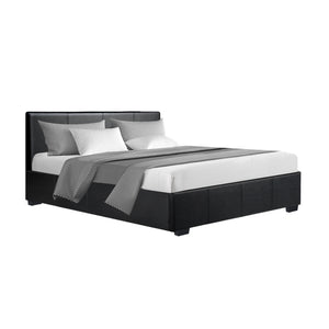 Artiss Nino Bed Frame PU Leather - Black Double