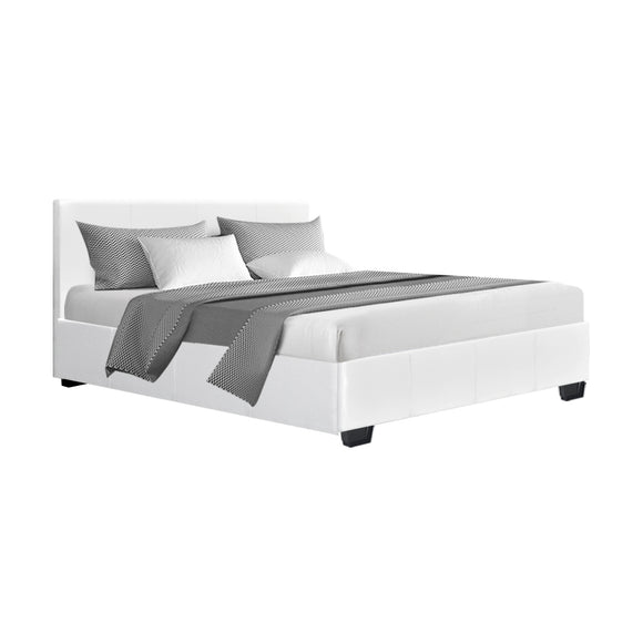 Artiss Nino Bed Frame PU Leather - White Double