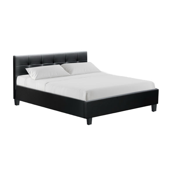 Artiss Soho Bed Frame PU Leather- Black Queen