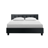 Artiss Soho Bed Frame PU Leather- Black Queen