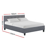 Artiss Soho Bed Frame Fabric- Grey Queen