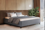 Artiss Double Full Size Bed Base Frame Platform Fabric Wooden Grey TOMI