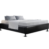 Artiss King Size Bed Base Frame Mattress Platform Leather Wooden Black TOMI