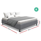 Artiss Bed Frame King Size Bed Base Mattress Platform Fabric Wooden Grey TOMI