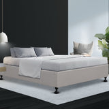 Artiss Queen Size Bed Base Frame Mattress Platform Fabric Wooden Beige TOMI