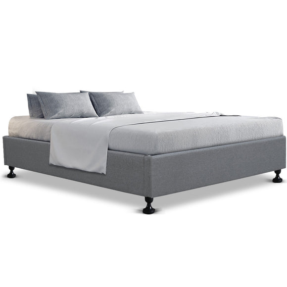 Artiss Queen Size Fabric and Wood Bed Frame - Grey