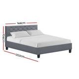 Artiss Van Bed Frame Fabric - Grey Double