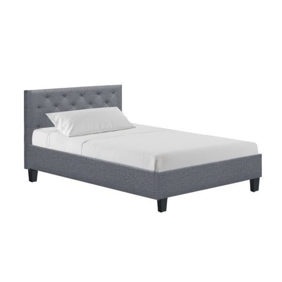 Artiss Van Bed Frame Fabric - Grey King Single