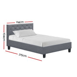 Artiss Van Bed Frame Fabric - Grey King Single