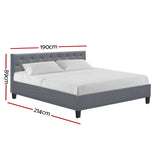 Artiss Vanke Bed Frame Fabric- Grey King