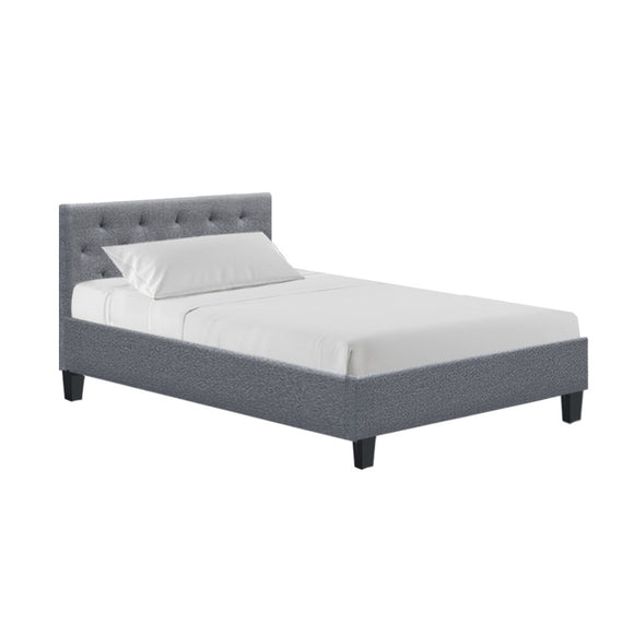 Artiss Vanke Bed Frame Fabric- Grey King Single