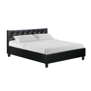 Artiss Vanke Bed Frame PU Leather- Black Queen