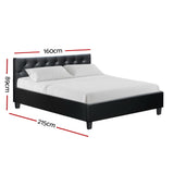 Artiss Vanke Bed Frame PU Leather- Black Queen