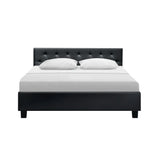 Artiss Vanke Bed Frame PU Leather- Black Queen