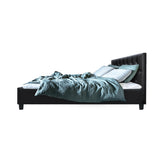 Artiss Vanke Bed Frame PU Leather- Black Queen