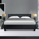 Artiss Vanke Bed Frame PU Leather- Black Queen