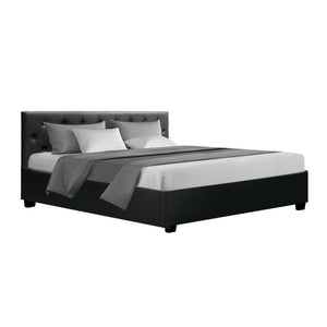 Artiss Ware Bed Frame PU Leather Gas Lift Storage - Black King