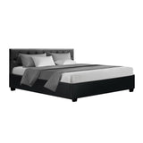 Artiss Ware Bed Frame PU Leather Gas Lift Storage - Black King