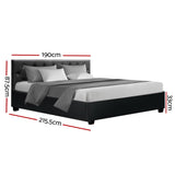 Artiss Ware Bed Frame PU Leather Gas Lift Storage - Black King