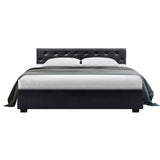 Artiss Ware Bed Frame PU Leather Gas Lift Storage - Black King