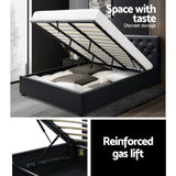 Artiss Ware Bed Frame PU Leather Gas Lift Storage - Black King