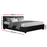 Artiss Ware Bed Frame PU Leather Gas Lift Storage - Black Queen