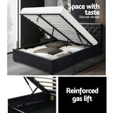 Artiss Ware Bed Frame PU Leather Gas Lift Storage - Black Queen